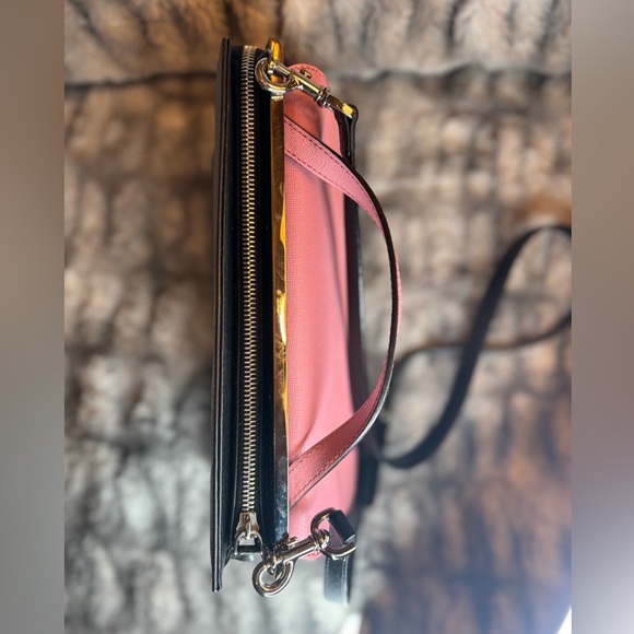 FENDI✨Demi Jour Top Handle Bag✨Pink Grey Red Leather✨Saffiano Satchel Crossbody - Picture 12 of 13